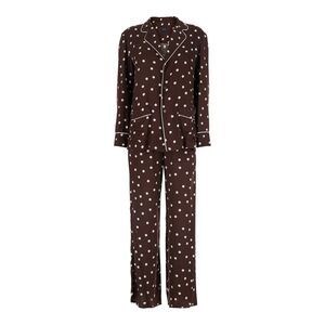 Plain Women Brown Suit With Polka Dot Motif In Silk Blend Women